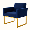 Ver imagem 6 de Kit 2 Poltronas Reforçada Recepção Base Metálico Dourado Azul-marinho