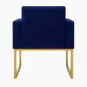 Ver imagem 5 de Kit 2 Poltronas Reforçada Recepção Base Metálico Dourado Azul-marinho