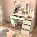 Ver imagem 5 de Penteadeira Camarim com Espelho 4 Gavetas 3 Nichos