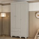 Ver imagem 1 de Guarda-Roupa Infantil 92cm 3 Portas e 2 Gavetas Dengo Multimóveis MP4437 - Off White