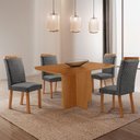 Ver imagem 1 de Conjunto de Jantar Olimpia 4 Lugares Tampo MDF Canto Copo Linho Grafite e Naturalle 120cm Moderna