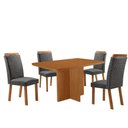 Ver imagem 2 de Conjunto de Jantar Olimpia 4 Lugares Tampo MDF Canto Copo Linho Grafite e Naturalle 120cm Moderna