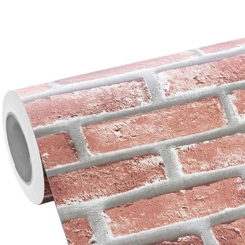 Adesivo Tijolo Vermelhop Vinil 3d Lavável Impermeável Parede Autocolante Cozinha e Banheiro