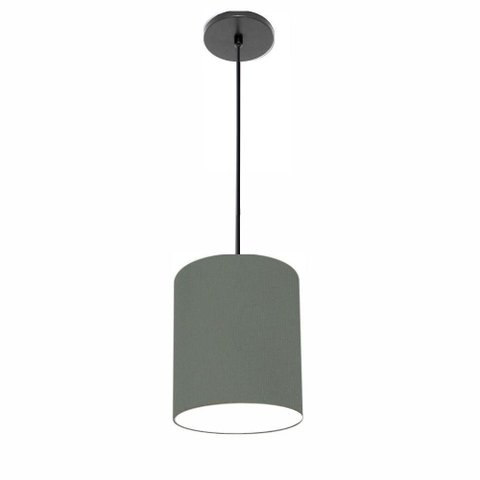Lustre Luminária Pendente Vivare Free Lux Pe-4103pr Cúpula em Tecido 15x20cm Cinza-escuro Canopla