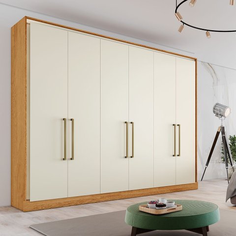 Guarda Roupa Casal Argos 6 Portas 100% Mdf - Made Marcs:peroba Off White