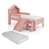 Cama Infantil Casinha Castelo Escorregador e Escada Criança Grade de Proteção com Colchão Cor Rosa - 1