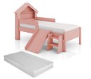Ver imagem 1 de Cama Infantil Casinha Castelo Escorregador e Escada Criança Grade de Proteção com Colchão Cor Rosa