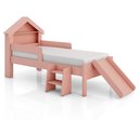 Ver imagem 4 de Cama Infantil Casinha Castelo Escorregador e Escada Criança Grade de Proteção com Colchão Cor Rosa