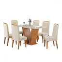 Ver imagem 2 de Mesa de Jantar 6 Lugares Califórnia com Vidro Mel/off White/veludo Pastel - Panorama Móveis