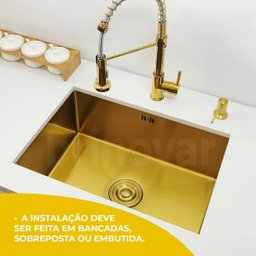 Cuba Pia Aço Inox Cozinha Gourmet Dourada com Acessórios 60x45 - Brinovar - 6
