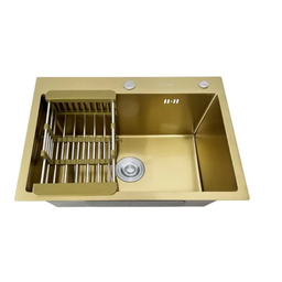 Cuba Pia Aço Inox Cozinha Gourmet Dourada com Acessórios 60x45 - Brinovar - 2