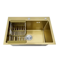 Ver imagem 2 de Cuba Pia Aço Inox Cozinha Gourmet Dourada com Acessórios 60x45 - Brinovar