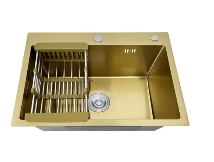 Cuba De Inox Gourmet Dourada Quadrada Cozinha Com Acessórios - 2