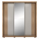 Ver imagem 2 de Guarda Roupa Casal 3 Portas com Espelho e 2 Gavetas Moema - Amêndola Touch/ Nude e Preto Prime Tx