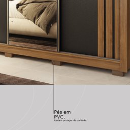 Guarda Roupa Casal 3 Portas com Espelho e 2 Gavetas Moema - Amêndola Touch/ Nude e Preto Prime Tx - 10