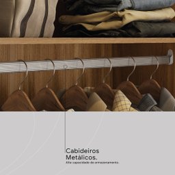 Guarda Roupa Casal 3 Portas com Espelho e 2 Gavetas Moema - Amêndola Touch/ Nude e Preto Prime Tx - 9