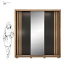 Ver imagem 6 de Guarda Roupa Casal 3 Portas com Espelho e 2 Gavetas Moema - Amêndola Touch/ Nude e Preto Prime Tx