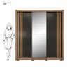Guarda Roupa Casal 3 Portas com Espelho e 2 Gavetas Moema - Amêndola Touch/ Nude e Preto Prime Tx - 6