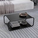 Ver imagem 1 de Mesa de Centro Sala Orgânica 80cm x 48cm Cantos Arredondados e Pés em Metal Cor:Nero com Preto