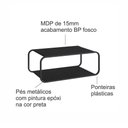 Ver imagem 4 de Mesa de Centro Sala Orgânica 80cm x 48cm Cantos Arredondados e Pés em Metal Cor:Nero com Preto