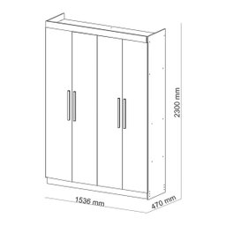 Guarda Roupa Solteiro 4 Portas e 3 Gavetas Palmas Cor Belmont - Móveis Vila Rica - 4