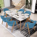 Ver imagem 2 de Kit 4 Cadeiras de Jantar e Estar Living Estofada Nadja L02 Linho Azul - Lyam Decor