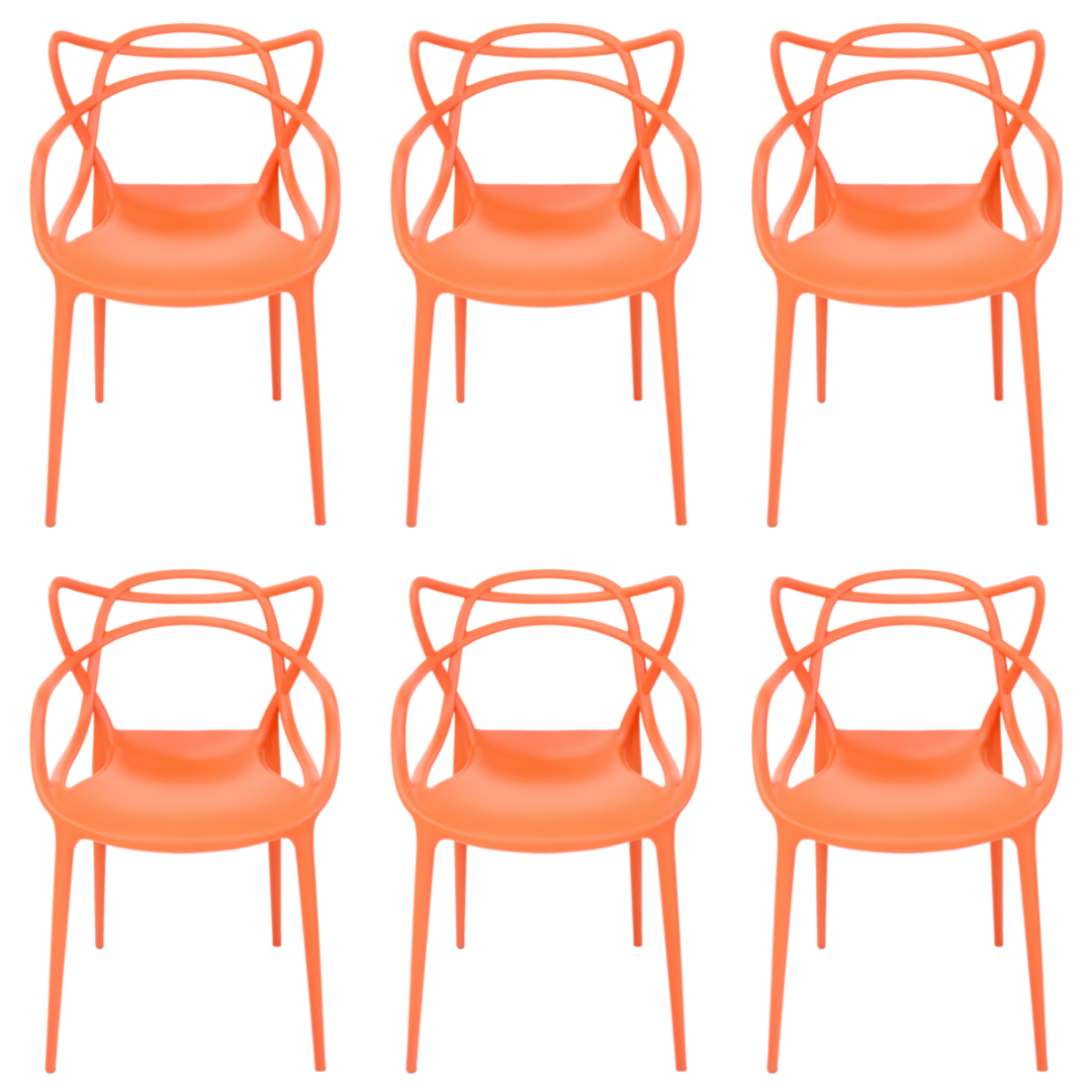 Cadeira Allegra Laranja - Kit com 6