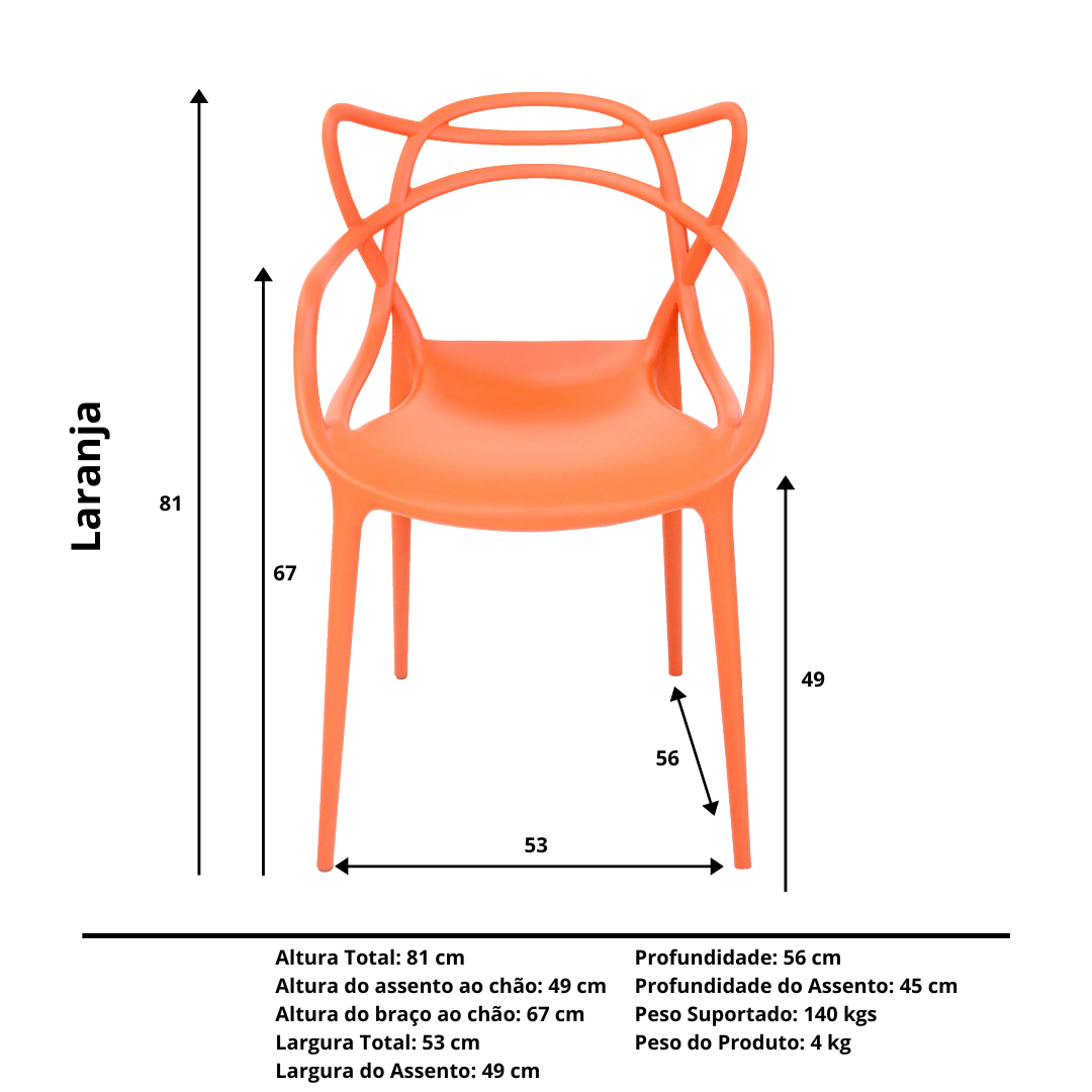 Cadeira Allegra Laranja - Kit com 6 - 4