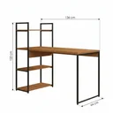 Ver imagem 3 de Escrivaninha com Estante 3 Prateleiras Industrial 136cm Canela/Preto