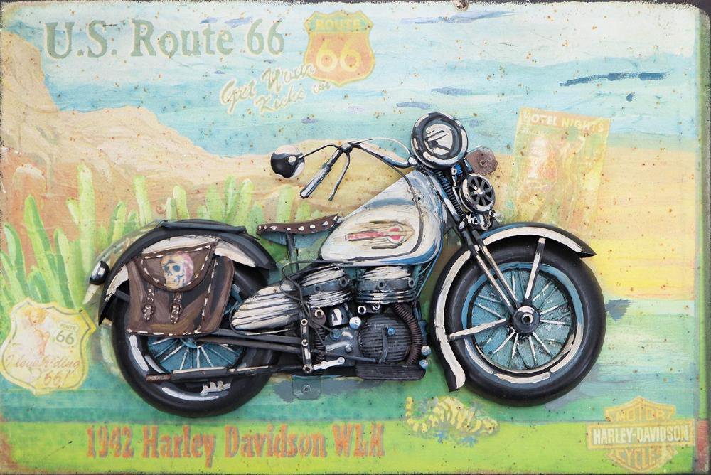 Quadro Decorativo Harley Davidson 3d Motorcycle 45x30cm, Cor: ÚNICO - 2
