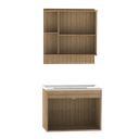 Ver imagem 4 de conjunto Banheiro Suspenso Roma 70cm Armário Completo Gabinete Cuba Espelheira
