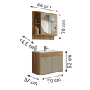 Ver imagem 3 de ​conjunto Banheiro Suspenso Roma 70cm Armário Completo Gabinete Cuba Espelheira