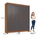 Ver imagem 5 de Guarda Roupa Casal Toledo 6 Portas de Bater 2 Gavetas MDP Jatobá Grafite Acetinado com Cabeceira