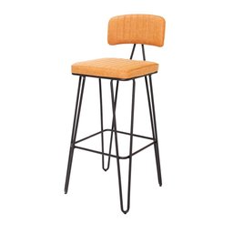 Banqueta Alta Com Encosto Alto Estofado Para Cozinha Americana Bancada Nord Caramelo Vintage Luxo - 1 Banqueta Alta Com Encosto Alto Estofado Para Cozinha Americana Bancada Nord Caramelo Vintage Luxo - 1