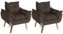 Ver imagem 1 de Kit 02 Poltrona/cadeira Decorativa Glamour com Pés Quadrado Marrom