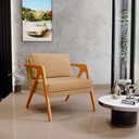Ver imagem 2 de Kit 3 Poltronas Decorativa para Sala Pietra Estrutura de Madeira L02 Linho Bege Escuro - Lyam