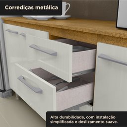 Cozinha Compacta 4 Peças Balcão com Tampo 3 Portas de Vidro Lara Espresso Móveis - 9