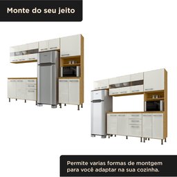 Cozinha Compacta 4 Peças Balcão com Tampo 3 Portas de Vidro Lara Espresso Móveis - 13
