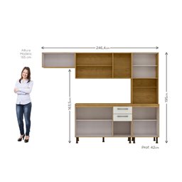 Cozinha Compacta 4 Peças Balcão com Tampo 3 Portas de Vidro Lara Yescasa - 4