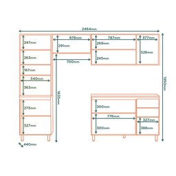 Cozinha Compacta 4 Peças Balcão com Tampo 3 Portas de Vidro Lara Yescasa - 5