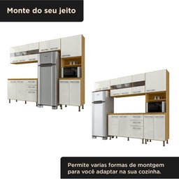 Cozinha Compacta 4 Peças Balcão com Tampo 3 Portas de Vidro Lara Yescasa - 13