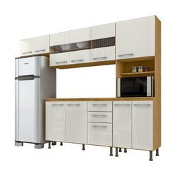 Cozinha Compacta 4 Peças Balcão com Tampo 3 Portas de Vidro Lara Yescasa - 3