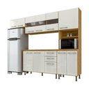 Ver imagem 3 de Cozinha Compacta 4 Peças Balcão com Tampo 3 Portas de Vidro Lara Yescasa Marrom/Sinai/Branco