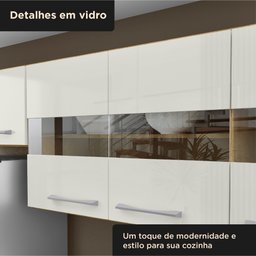 Cozinha Compacta 4 Peças Balcão com Tampo 3 Portas de Vidro Lara Espresso Móveis - 12