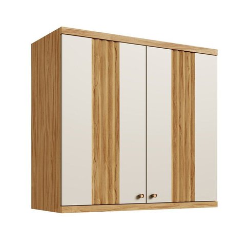 Armário para Cozinha Aéreo Noruega Espresso Móveis Bege/Amêndoa/Off White