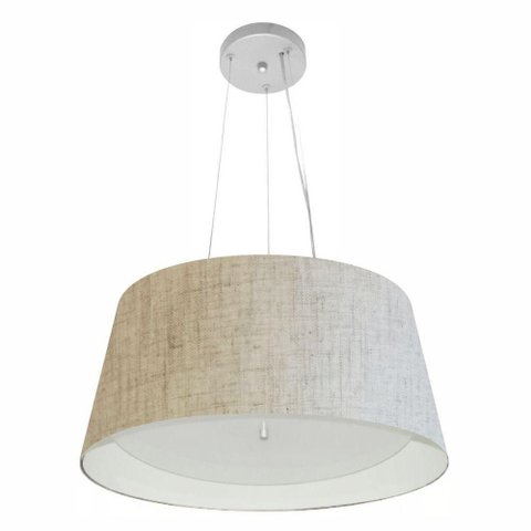 Lustre Pendente Cone Md-4144 Cúpula em Tecido 25x50x40cm Rustico Bege / Branco - Bivolt
