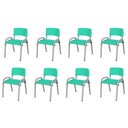 Ver imagem 2 de Kit 8 Cadeira Iso Infantil Creche, Escola Base Cinza Verde Água