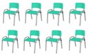 Ver imagem 2 de Kit 8 Cadeira Iso Infantil Creche, Escola Base Cinza Verde Água