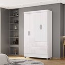 Ver imagem 1 de Guarda Roupa Solteiro Abruzzo 4 Portas de Bater 2 Gavetas com Cabideiro Branco G98 - Gran Belo