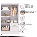 Ver imagem 3 de Guarda Roupa Solteiro Abruzzo 4 Portas de Bater 2 Gavetas com Cabideiro Branco G98 - Gran Belo